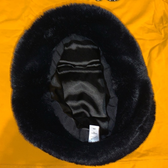 Vintage 90’s-Y2K Black Plush Faux Fur Wide Brim Bucket Hat Buttery Soft - Picture 15 of 17